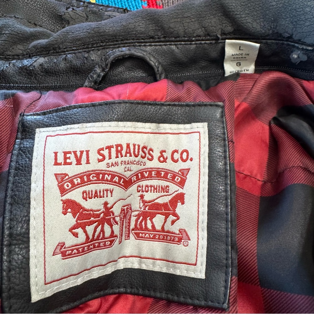 Levi's Men's Faux Leather Bomber Style Jacket Size Large - Picture 4 of 7